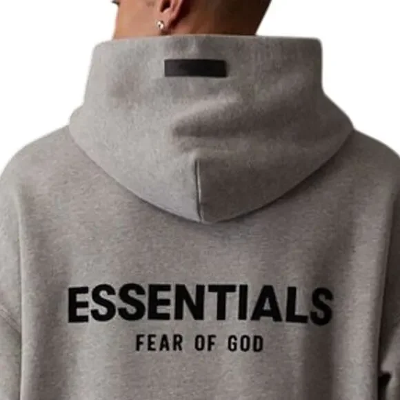 💎✨BRAND NEW✨💎FOG essentials Season 8 double line high street hoodie Gray - Picture 2 of 6